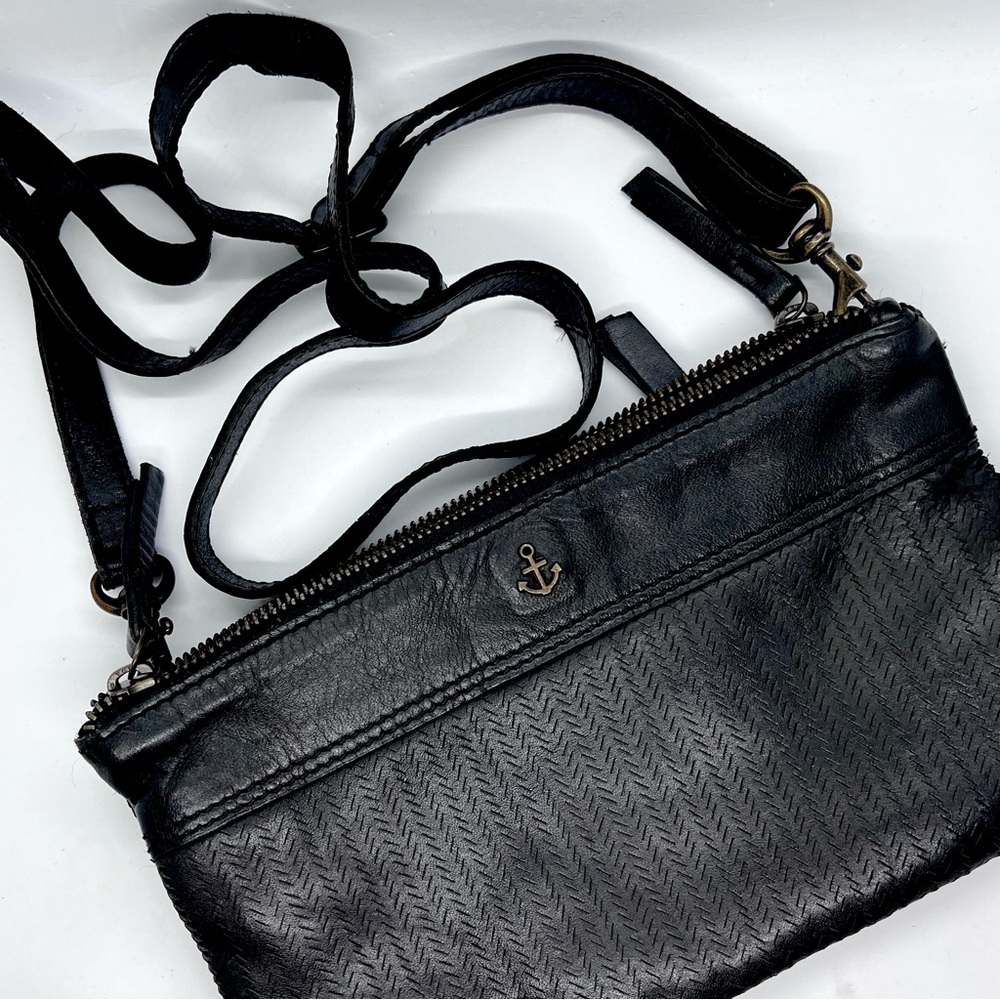 Black Crossbody Bag with Anchor Accent - Women’s Crossbody